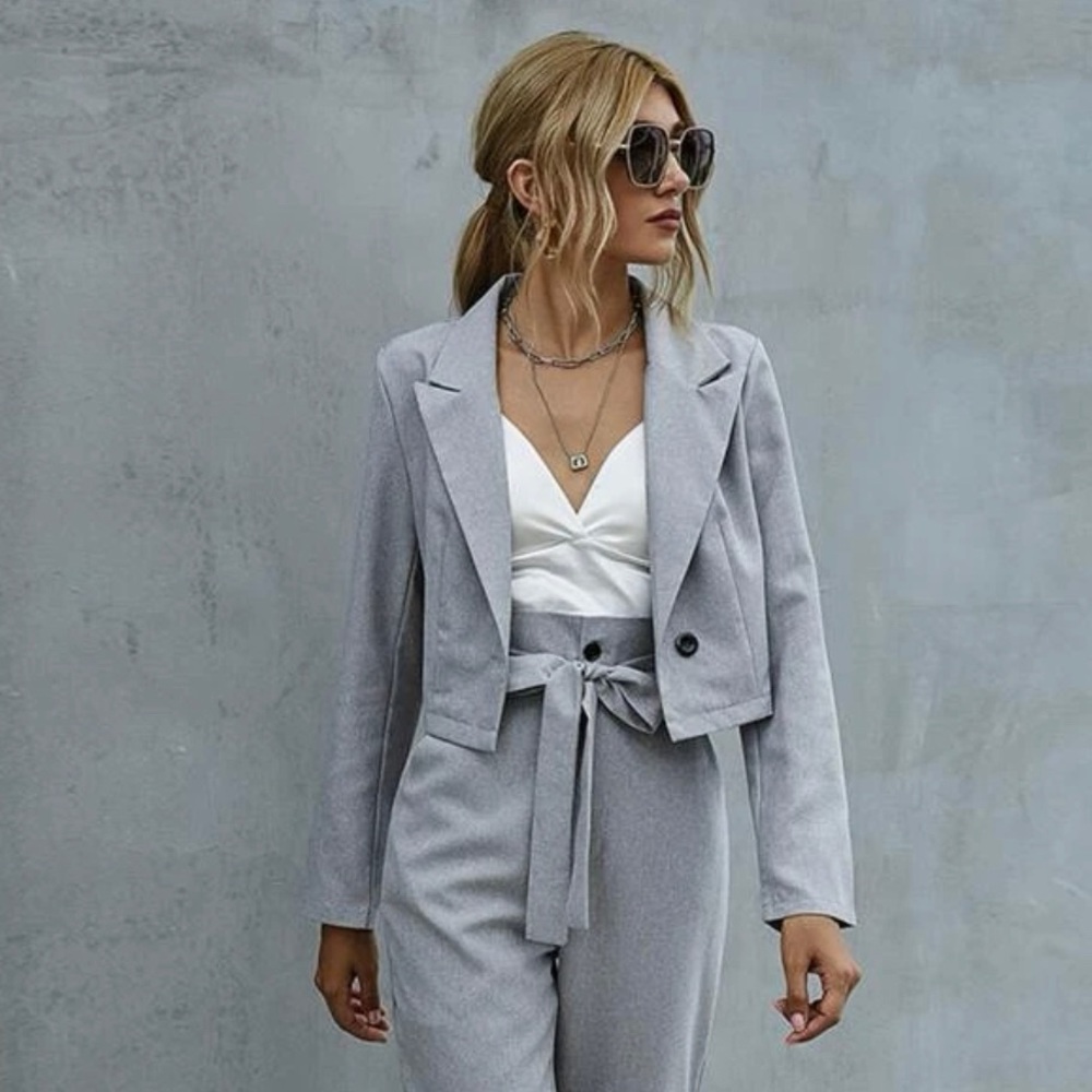 Grey Cropped Blazer
